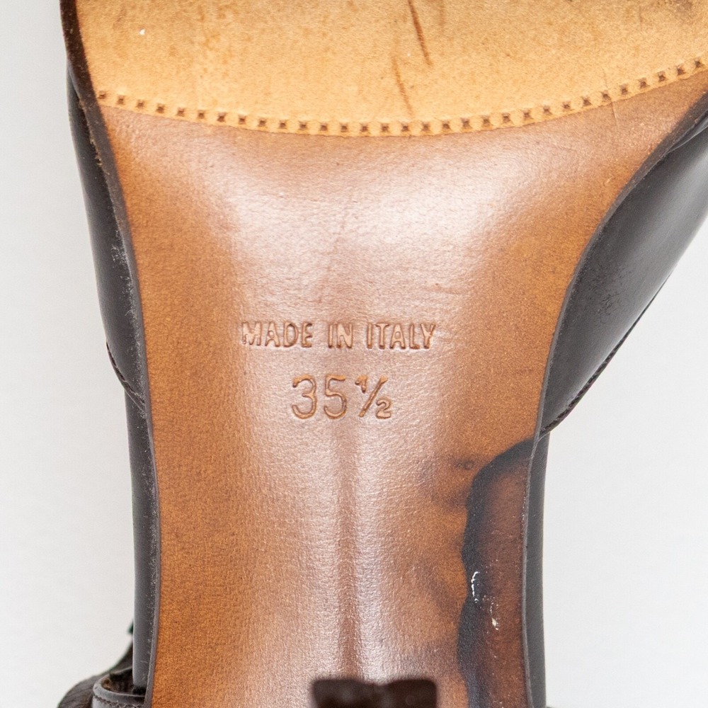 Christian Dior Vintage Brown Leather Mary Jane Heels  Tortoise Shell Heels SZ5.5 - Picture 10 of 12